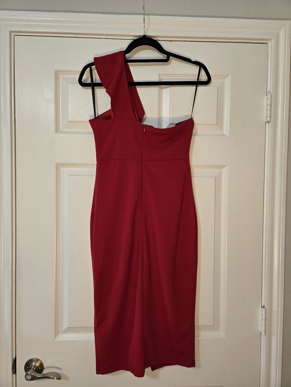 Scarlet One-Shoulder Ruffle Midi Dress - Picture 2 of 4